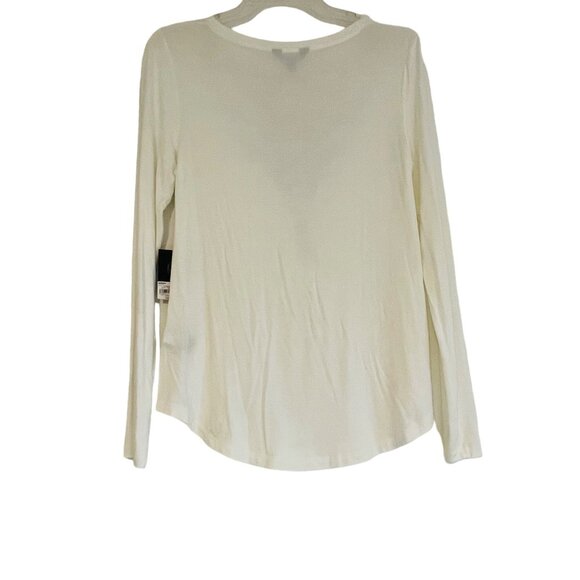 Simply Vera Vera Wang Long Sleeve Top XS White Beaded Design Rayon Spandex - Picture 8 of 11